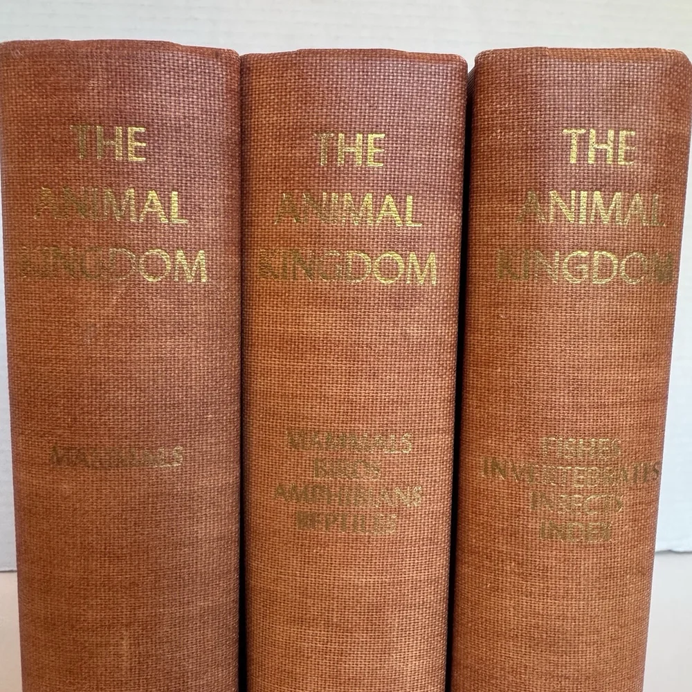 Vtg 1954 The Animal Kingdom 3 Vol Set Natural History Mid Century RedCloth Books